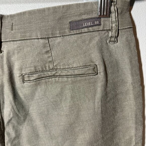Anthropologie Level 99 Womens Green Linen Blend Shorts Sz 27 Chino Stretch - Picture 8 of 11